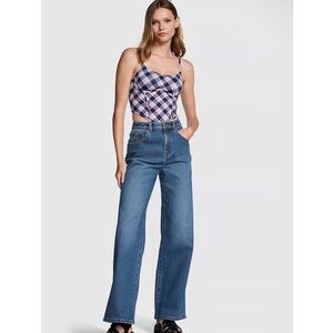 Victoria Secret PINK Size 2 Straight Wide Leg Jeans Retro Silhouette Blue Jeans